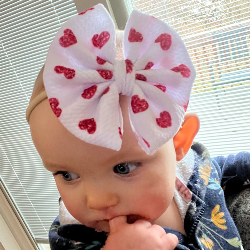 Valentines Baby/Girl Bow on Nylon Band